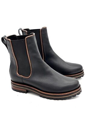 Poppy Barley Decade Black Leather Chelsea Boots